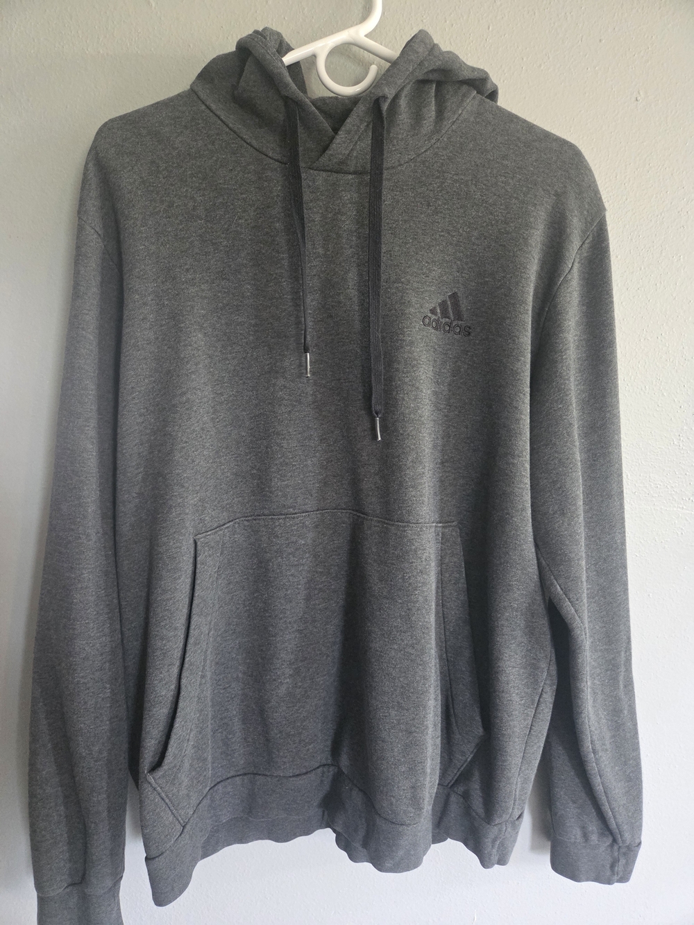 adidas Men's Charcoal Gray Pullover Hoodie